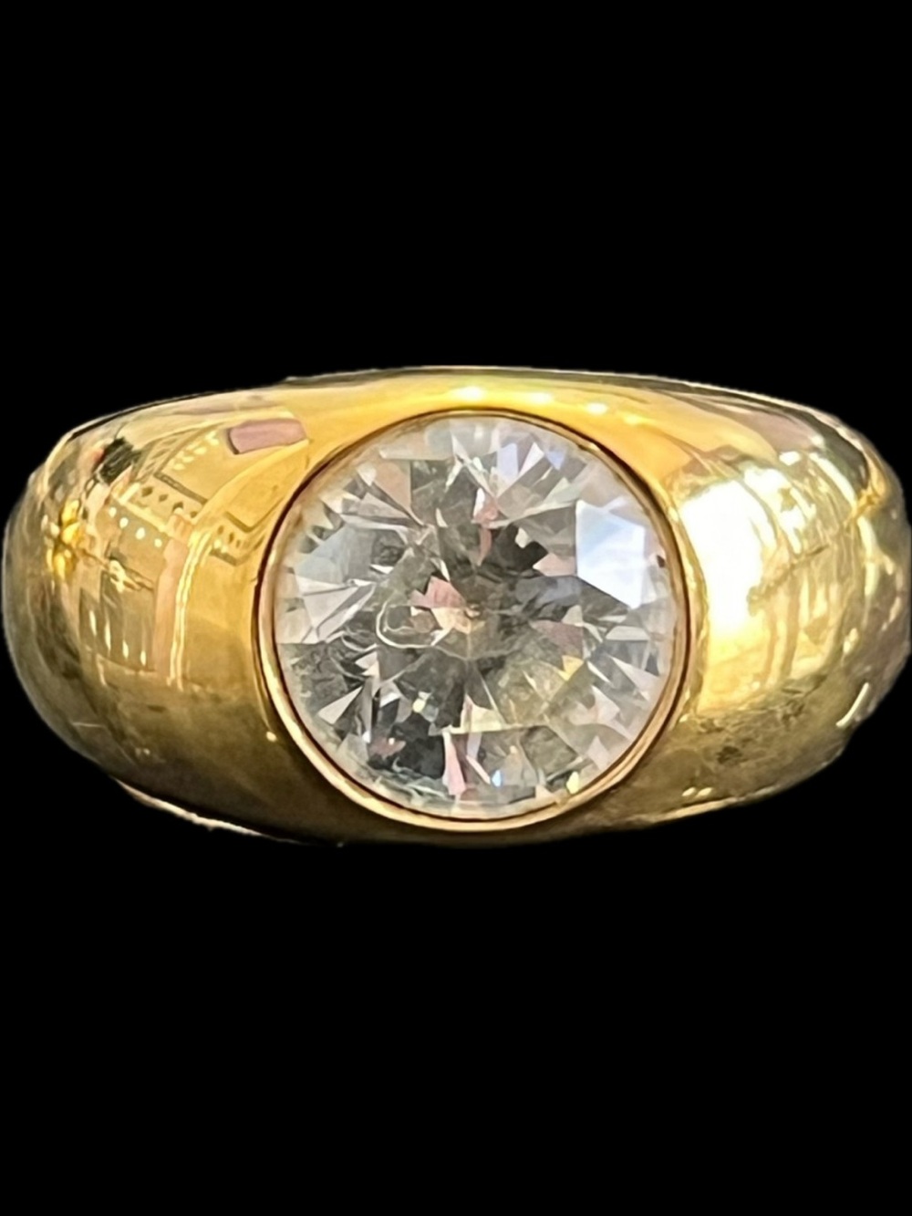 Joan Rivers crystal solitaire bezel set cocktail statement wedding ring vintage